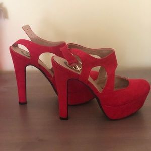 Red platform heels